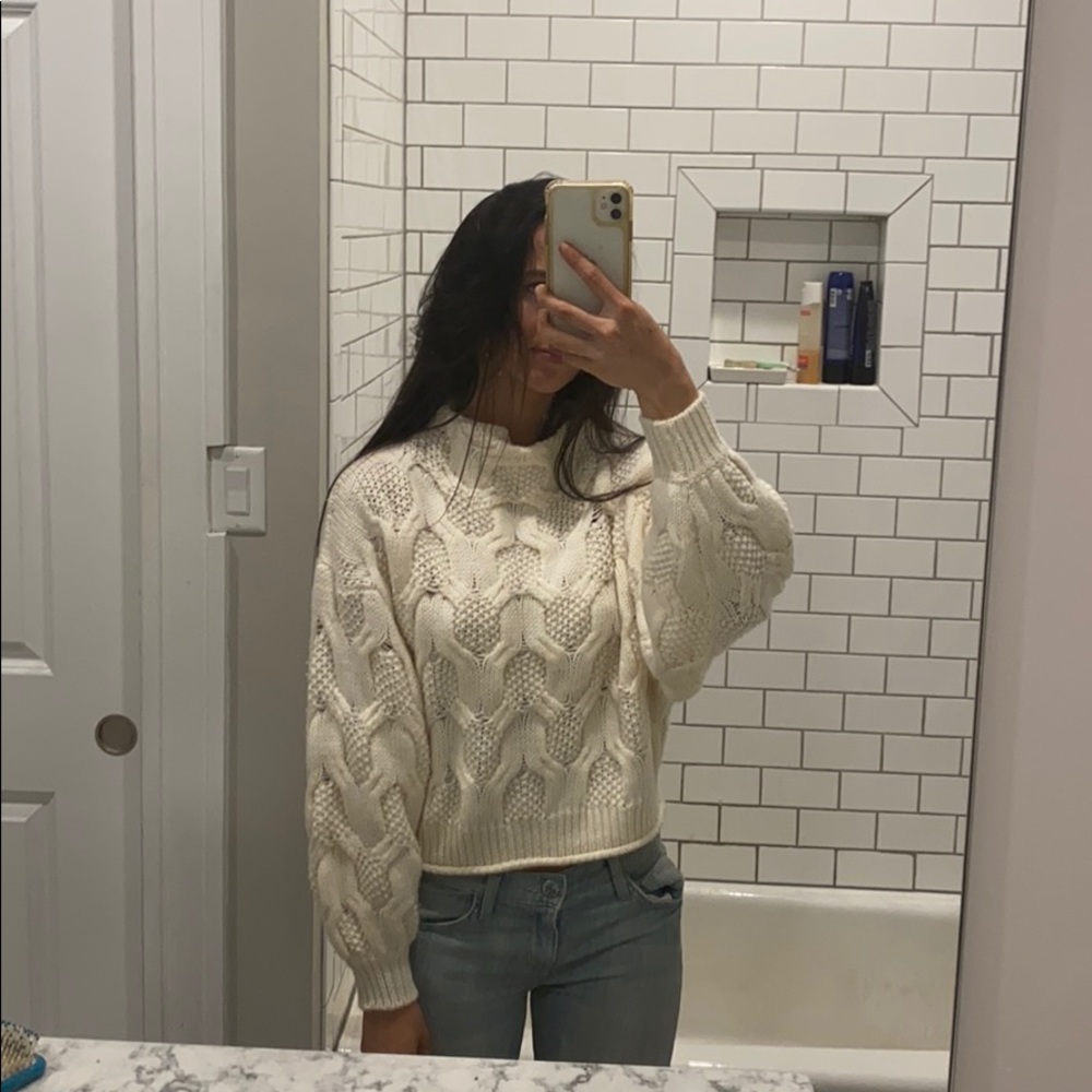White Cowl Neck Sweater